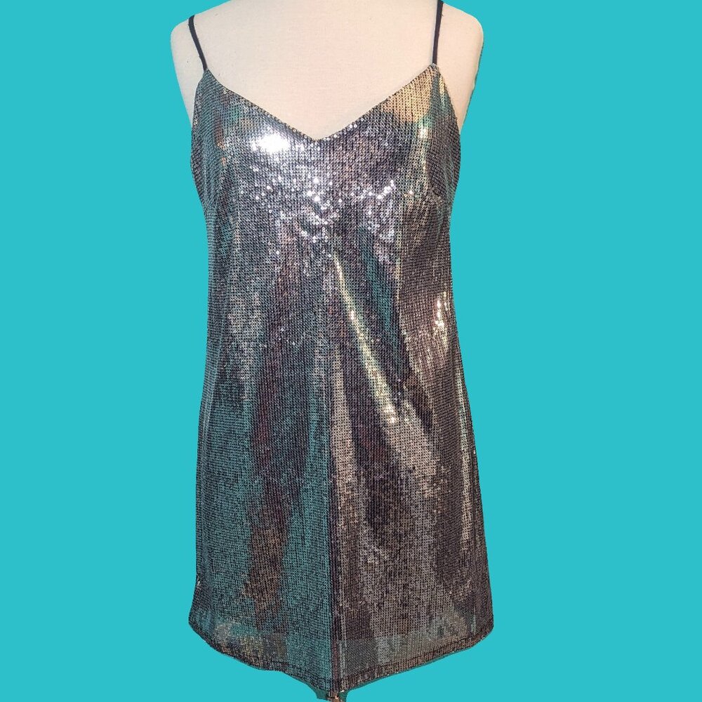 Wild Fable Silver Sequin Mini Dress Size S Preowned